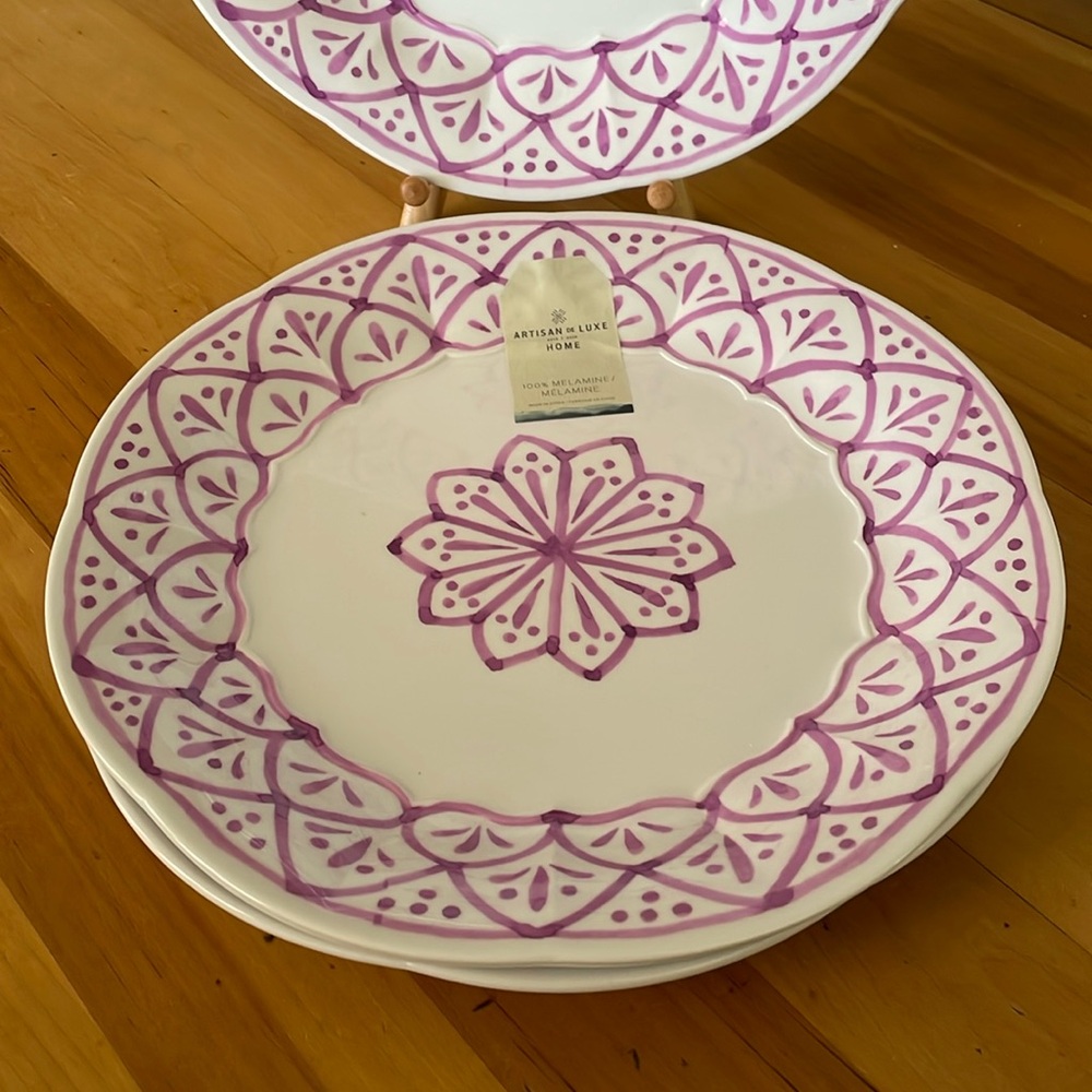 NWT Set-of-4 Artisan de Luxe Home 100% Melamine 11” diameter plates